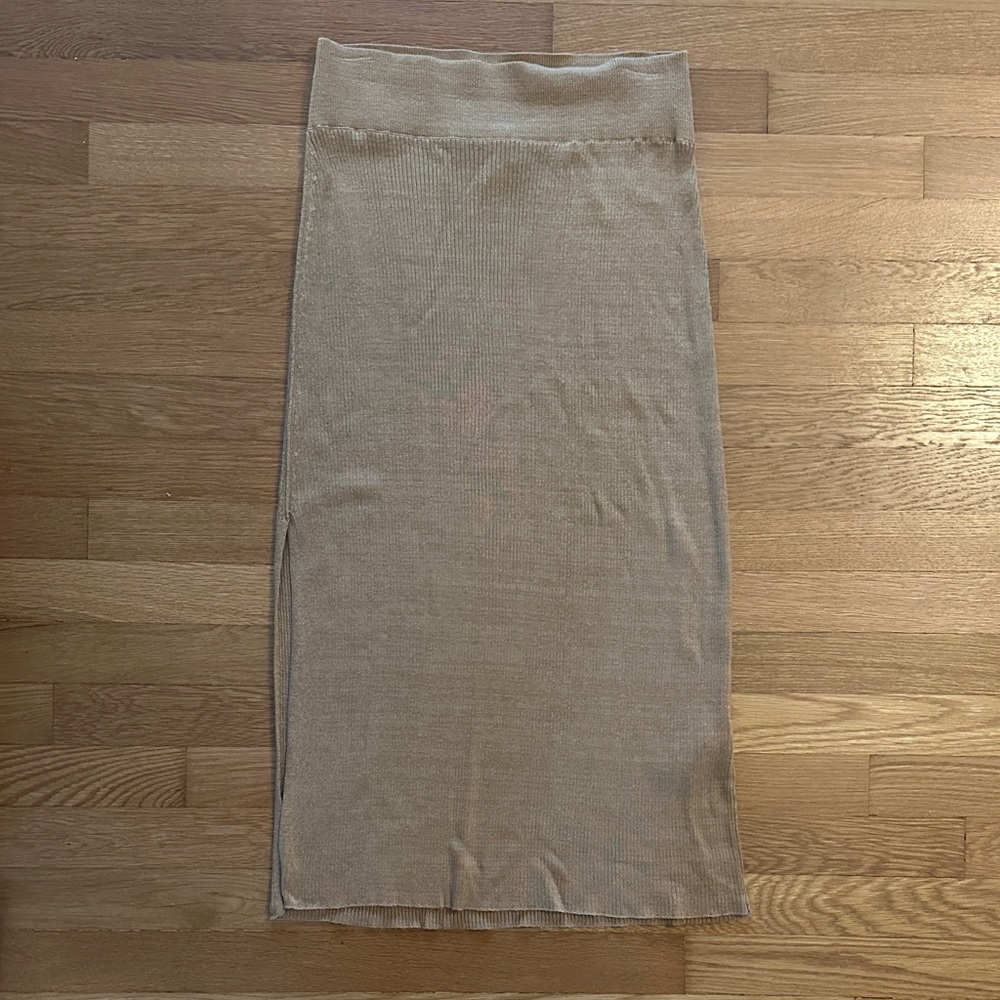 Free People Tan Midi Pull On Skirt